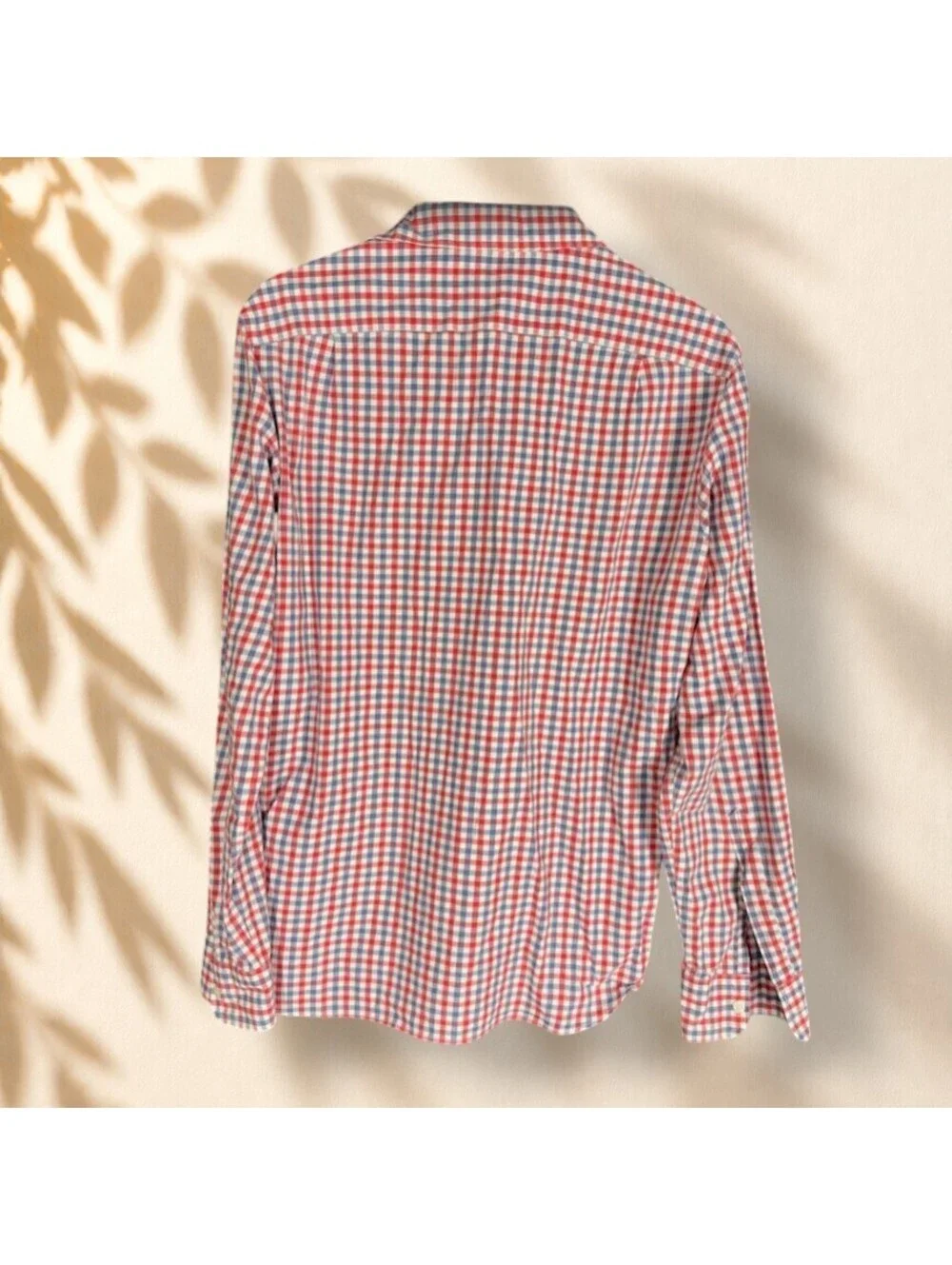J. Crew Shirt Men M Medium Red Plaid Button Up Collared Long Sleeve Cotton Slim